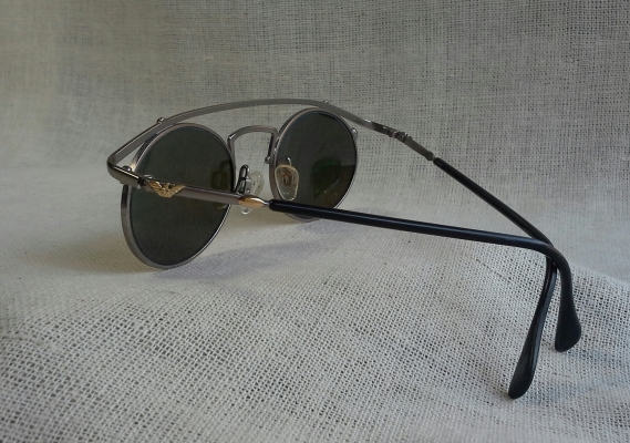 แว่นตาอิตาเลียนแบรนด์หรู แนวสตีมพังค์  เลนส์กระจกฉาบปรอท  หายาก!  Vintage EMPORIO ARMANI handmade in Italy