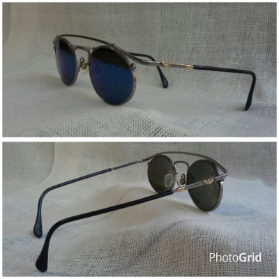 แว่นตาอิตาเลียนแบรนด์หรู แนวสตีมพังค์  เลนส์กระจกฉาบปรอท  หายาก!  Vintage EMPORIO ARMANI handmade in Italy