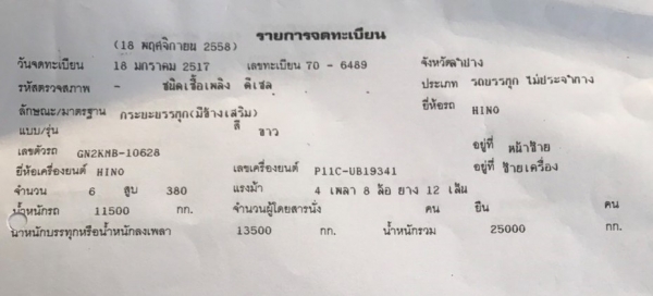 พ่วง 20 ล้อ HINO โปรเฟีย เครื่องP11C  380แรง กระบะเหล็ก - ไม่ดั้ม อู่ทรัคแอนด์เทเลอร์