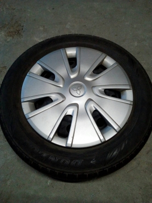 ( ล้อกะทะ ขอบ 14 ) 165/65R14  DUNLOP ENASAVE  ชุด 4 ล้อ สวย หนา   tel. 081-427-3941