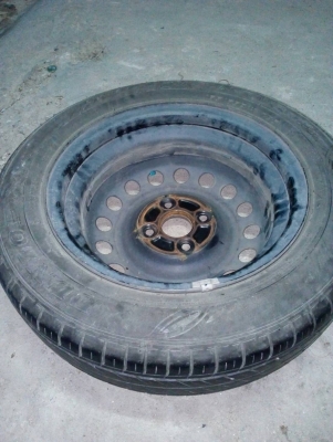 ( ล้อกะทะ ขอบ 14 ) 165/65R14  DUNLOP ENASAVE  ชุด 4 ล้อ สวย หนา   tel. 081-427-3941