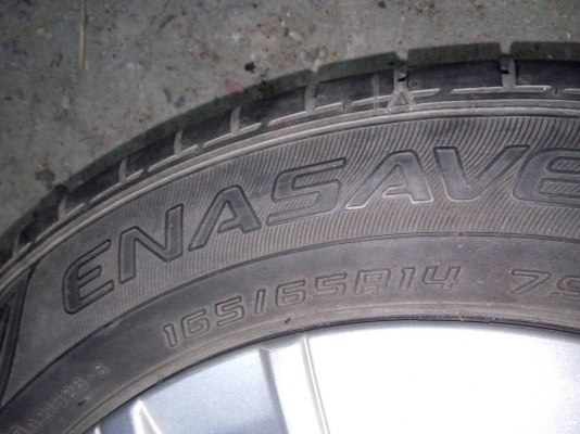 ( ล้อกะทะ ขอบ 14 ) 165/65R14  DUNLOP ENASAVE  ชุด 4 ล้อ สวย หนา   tel. 081-427-3941