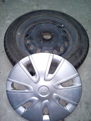 ( ล้อกะทะ ขอบ 14 ) 165/65R14  DUNLOP ENASAVE  ชุด 4 ล้อ สวย หนา   tel. 081-427-3941