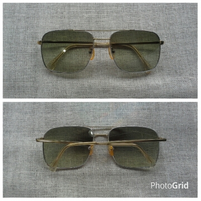 แว่นตาอิตาเลียนโกลด์ฟิลด์ &#039;สองกษัตริย์&#039; ทองขาว + ทองคำ ยุค &#039;80s  Vintage DESIL OCCHIALI handmade in Italy  14 K