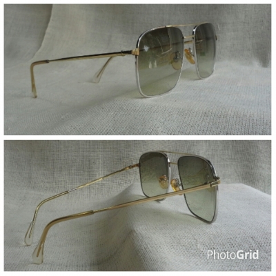 แว่นตาอิตาเลียนโกลด์ฟิลด์ &#039;สองกษัตริย์&#039; ทองขาว + ทองคำ ยุค &#039;80s  Vintage DESIL OCCHIALI handmade in Italy  14 K