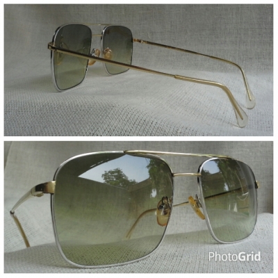 แว่นตาอิตาเลียนโกลด์ฟิลด์ &#039;สองกษัตริย์&#039; ทองขาว + ทองคำ ยุค &#039;80s  Vintage DESIL OCCHIALI handmade in Italy  14 K