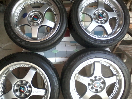 ล้อ RS5 ขอบ 16 4รู100-114 พร้อมยาง 205/45/16 4วง 8500 บาท(รับเทรินล้อเก่า)