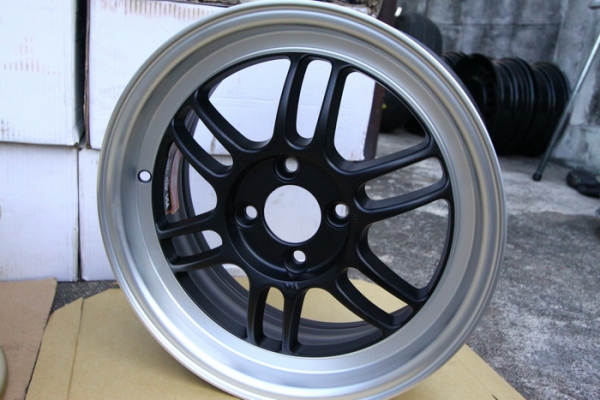 ล้อใหม่15 RPF1 กว้าง6.5 ออฟ38 4รู100 สีดำด้าน ขอบเงาด้าน ECO CAR ใส่ได้ไม่มีติด