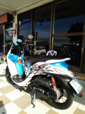 All New Fino FI สีฟ้าขาวดำ ปี 2557 สวยวิ๊ง รุ่นสปอร์ตใหม่ล้ำสมัย