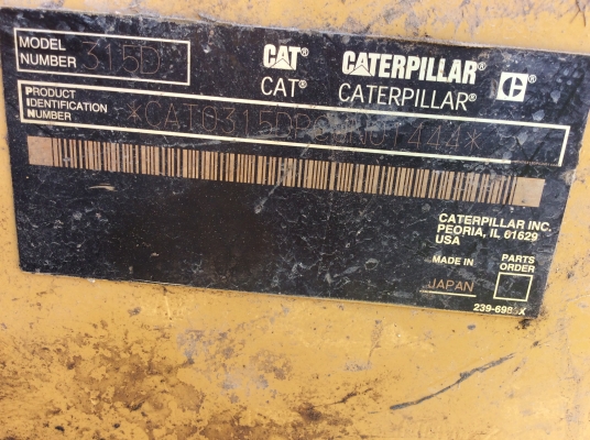 ขายแบคโฮ CAT315D ญี่ปุ่นพร้อมใช้งาน  เอกสารอินวอย