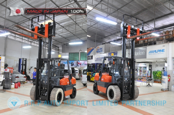 ขายรถโฟล์คลิฟท์มือสอง TOYOTA รุ่น 6FG40-10090 นำเข้าจากประเทศญี่ปุ่น 100\% ไม่เคยใช้งานในไทย