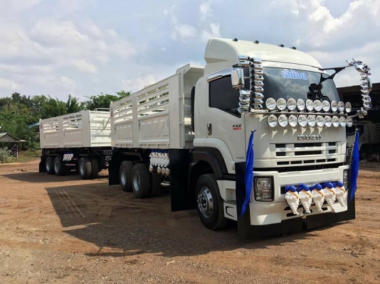 Isuzu 360 แรง ปี 56 กระบะดัมพ์สามมิตรแท้แม่ลูก 3 เพลา ทะเบียนพร้อม