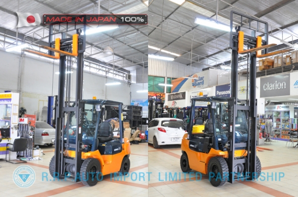 ขายรถโฟล์คลิฟท์มือสอง TOYOTA รุ่น 7FG25-21124 นำเข้าจากประเทศญี่ปุ่น 100\% ไม่เคยใช้งานในไทย