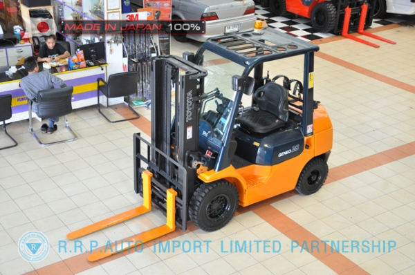 ขายรถโฟล์คลิฟท์มือสอง TOYOTA รุ่น 7FG25-21124 นำเข้าจากประเทศญี่ปุ่น 100\% ไม่เคยใช้งานในไทย