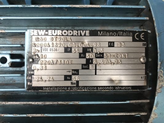 ขายมอเตอร์เกียร์ SEW eurodrive 2HP. 380V อัตราทด 1:24 เพลาออกประมาณ 60รอบต่อนาที สภาพสวยเดิมๆ วิ่งนิ่ม พร้อมใช้งาน ขายมอเตอร์เกียร์ SEW eurodrive 2HP. 380V อัตราทด 1:24 เพลาออกประมาณ 60รอบต่อนาที สภาพสวยเดิมๆ วิ่งนิ่ม พร้อมใช้งาน