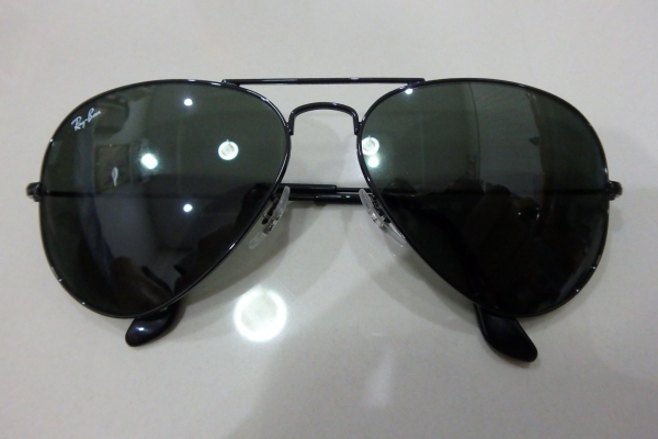 แว่นกันแดด RAYBAN กรอบดำ สีดำ RB3025 AVIATOR LARGE METAL L2823 58#14 135/3N ของแท้ สภาพใหม่ มีกล่อง ส่งฟรี