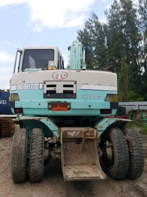 รถแม็คโครล้อยาง kobelco sk100 รถพร้อมใช้งาน มีเอกสารเล่มทะเบียนพร้อมโอน ภาษีไม่ขาด