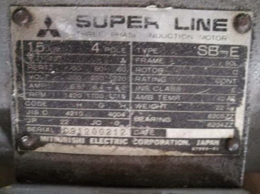 2500 บ. ส่งฟรี083-2000058  LINE ID: line832923 มอเตอร์ขนาด 2 แรงม้า ยี่ห้อ mitsubishi โครงสร้างเหล็กแข็งแรงกันความชื้น ใช้ไฟ 220 V. 3เฟส รอบ1450รอบ/นาที(ต่อใช้งานเฟสเดียวบ้านเราได้)