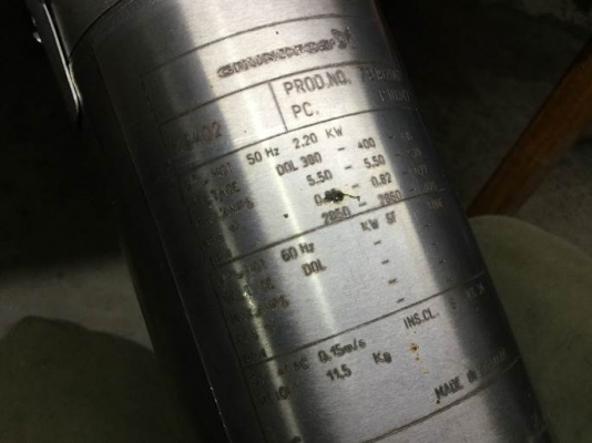 ปั๊มซัปเมิร์ส กรุนฟอส 3 hp 3 เฟส 380 โวลท์