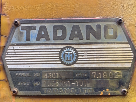 ขายรถเครน 12 ล้อ TADANO TG350-M1 ปี.1982 อุปกรณ์ครบ 5 คอนโทรน รถใช้งานอยู่ มีให้เลือก 4 คัน ราคา.385