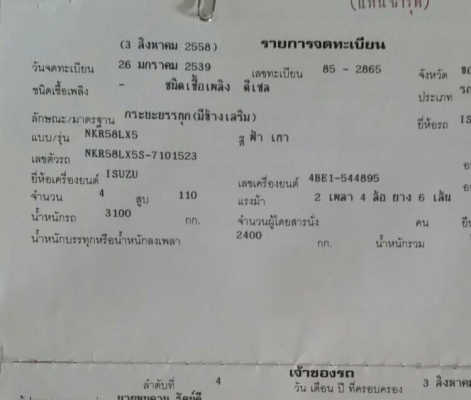 ขายราคา 298,000บ หกล้อ อีซูชุ NKR110 ปี39 ช่วงยาว 4.30ม.รถห้าง สภาพดีสวยบางเดิมๆพายในครบ พร้อมใช้ ทะเบียนพร้อมโอน