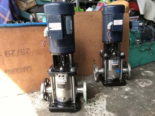 ขายปั้มน้ำแรงดันสูงแบบตั้ง Grundfos มอเตอร์ Leeson 3HP. 3450 rpm. 380V made in USA สภาพสวยมาก วิ่งนิ่ม พร้อมใช้งาน มี 2 ตัวครับ