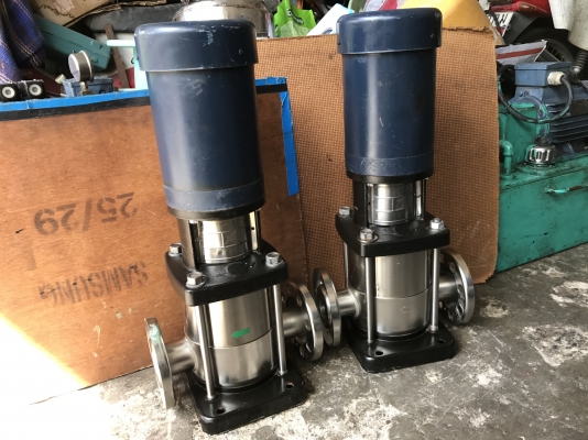 ขายปั้มน้ำแรงดันสูงแบบตั้ง Grundfos มอเตอร์ Leeson 3HP. 3450 rpm. 380V made in USA สภาพสวยมาก วิ่งนิ่ม พร้อมใช้งาน มี 2 ตัวครับ
