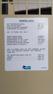 ขายเครื่องอัดลมมือ1 DOOSAN 540 CFM ( INGERSOLLAND ) ขายเครื่องอัดลมมือ1 DOOSAN 540 CFM ( INGERSOLLAND )
