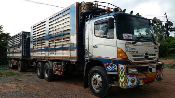 ขาย HINO 344 พ่วงแม่ลูก กระบะเหล็กคอกเกษตร อู่ ซีทีทรัค รถปี 55