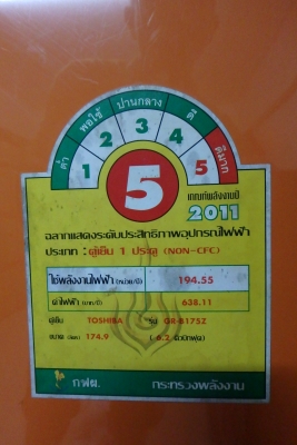 ตู้เย็น TOSHIBA 6.2 คิว สีส้ม รุ่น GR-B175Z สภาพใหม่