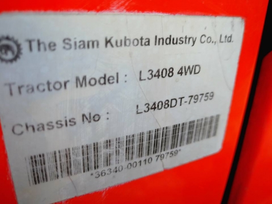 คูโบต้า L3408DT 4 WD ใบมีดดันหน้า ผานหลัง เอกสารเล่มทะเบียนพร้อม