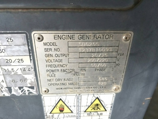 SDG25S-เครื่อง ปั่นไฟ มือ สอง Airman EQ ขนาด generator 20/25kva. Diesel Engine by OEK