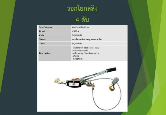 รอกสลิง AKIRA ขนาดแรงดึง 4 ตัน ยาว 3 เมตร สินค้าใหม่ เอาไว้ติดรถ
