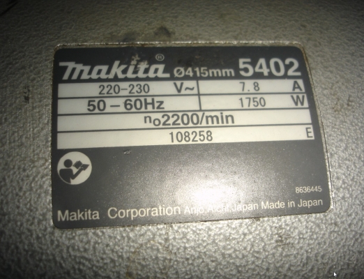 ขายเลื่อยวงเดือน 16 นิ้ว makita รุ่น 5402 (1,750w.) มีใบใหม่ให้พร้อมใช้