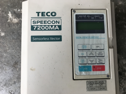 ขายตัวปรับรอบมอเตอร์ Inverter Teco 7.5HP. 380V สภาพสวยตัดจากตู้ พร้อมใช้งาน