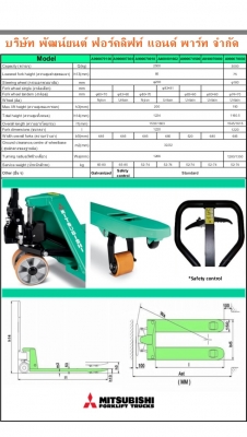 ขาย Hand Pallet Trucks MITSUBISHI