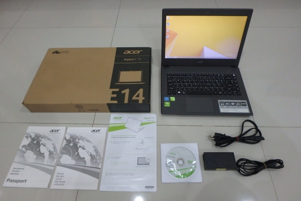 โน๊ตบุ๊ค Acer Aspire E14 E5-432G-P4PT Quad Core N3700 Ram 4G HDD 500GB สภาพใหม่ ที่ชาร์ท กล่อง คู่มือ