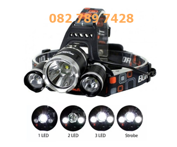 ไฟฉายคาดหัว 3 LED (ปรับได้ 4 โหมด ชาร์จไฟบ้าน+ไฟรถ+ถ่ายชาร์จในชุด)