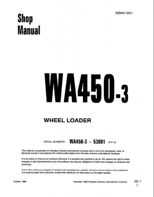 คู่มือการซ่อม Shop manual KOMATSU WA150 WA450 WA300 WA320 คู่มือการซ่อม Shop manual KOMATSU WA150 WA450 WA300 WA320