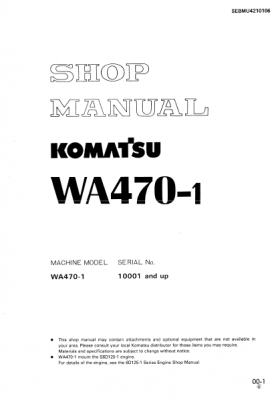 คู่มือการซ่อม Shop manual KOMATSU WA150 WA450 WA300 WA320 คู่มือการซ่อม Shop manual KOMATSU WA150 WA450 WA300 WA320