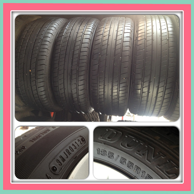 ขายยางปี12 ขอบ15 Dunlop 185-55-15 4 เส้น ราคา 4900 ถูกมากๆๆ
