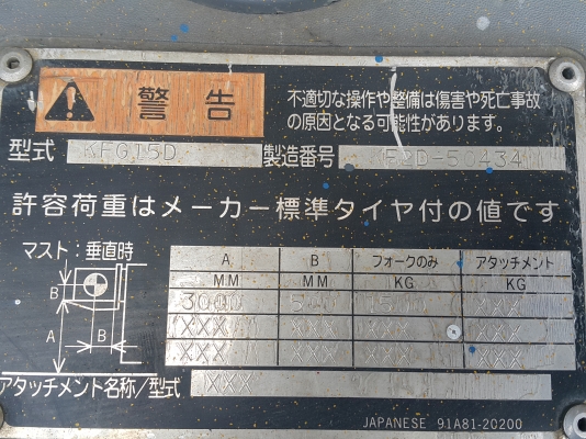 รถฟอร์คลิฟต์ Mitsubishi KFG15D ยก 1.5 ตัน ยกสูง 3 เมตร รถนอกพึ่งนำเข้ามา ยังไม่เคยใช้งานในไทย เป็นรถรุ่นใหม่ พร้อมใช้งาน