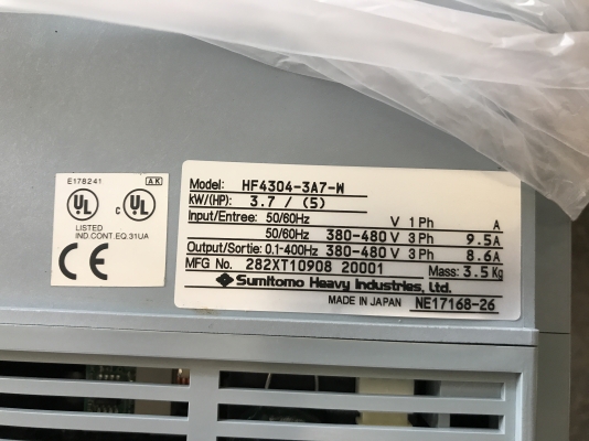 ขายตัวปรับรอบมอเตอร์ Inverter Sumitomo 5HP. 380V ของใหม่ในกล่องไม่เคยใช้งานครับ