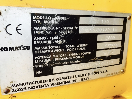 ขาย KOMATSU PW110R สวยๆพร้อมใช้งาน เอกสารinvoice