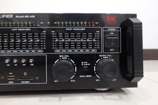 เพาเวอร์ ยี่ห้อ MK รุ่น MK-400 มือสอง สภาพใหม่ ต่อลำโพงได้ 4 ตัว