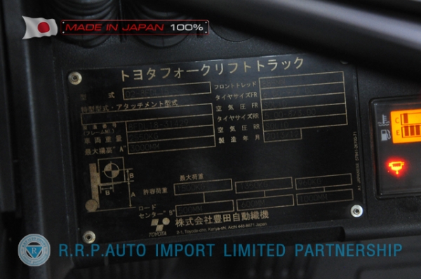 ขายรถโฟล์คลิฟท์มือสอง TOYOTA รุ่น 8FDL15-31429 นำเข้าจากประเทศญี่ปุ่น 100\% ไม่เคยใช้งานในไทย
