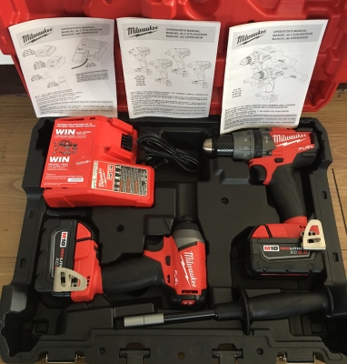 ชุดสว่านไร้สายไร้แปรงถ่าน Milwaukee 2897-22 มีสว่านกระแทกและสว่านไขควง แบ็ต5.0แอมป์