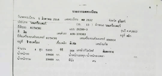 ขายรถแบ็คโฮ HITACHI ZX200-3 รถปี 2012 ใช้งาน 8,xxx ชั่วโมง