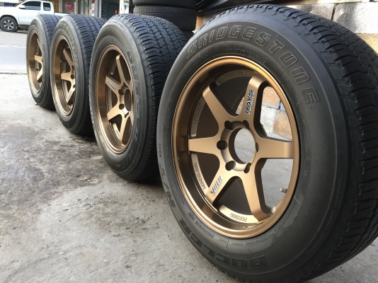 ล้อแม็ก TE 37 ขอบ18 หน้า 9.5-10.5 งาน YUSTA  ของใหม่แกะกล่องรัดยางเปอร์เซ็นต์ 265 60 18 Bridgstone ครบชุด 4 วง 14500
