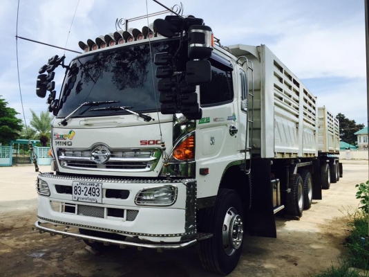 Hino 344 แรง ปี 56 ดัมพ์สามมิตรแม่ลูก 3 เพลาแท้ ทะเบียนพร้อม